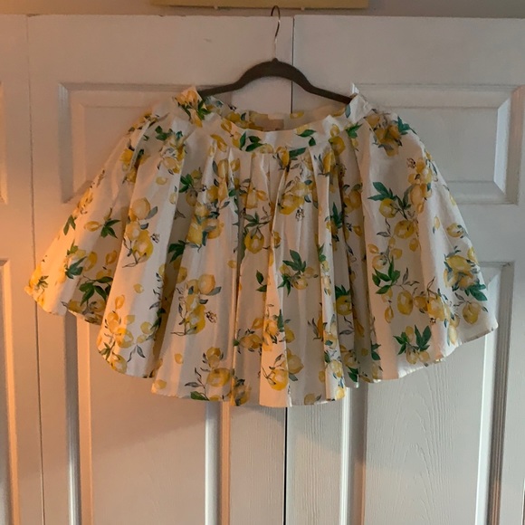 White & Yellow Lemon Puff Mini Skirt